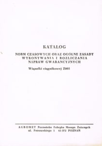 Book Cover: Wiązałka Z005/1 Warta 2 Katalog norm czasowych oraz ogólne zasady wykonywania i rozliczania napraw gwarancyjnych