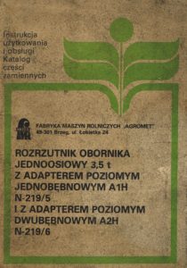 Book Cover: Rozrzutnik obornika jednoosiowy 3,5t instrukcja obsługi i katalog części