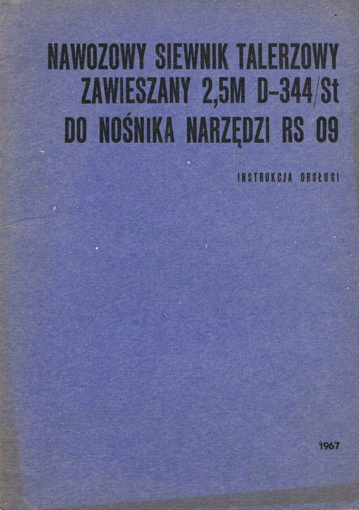 Book Cover: Nawozowy siewnik talerzowy zawieszany 2,5m D-344/St do nośnika narzędzi RS09