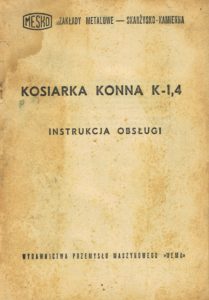 Book Cover: Kosiarka konna K-1,4 instrukcja obsługi