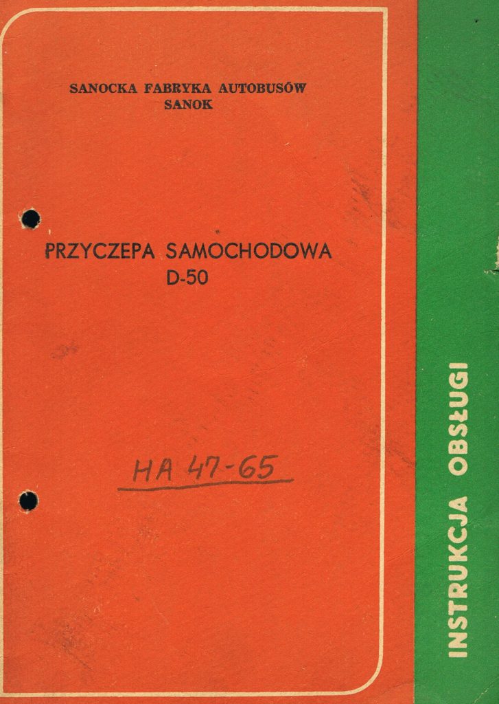 Book Cover: Przyczepa samochodowa D-50 instrukcja obsługi